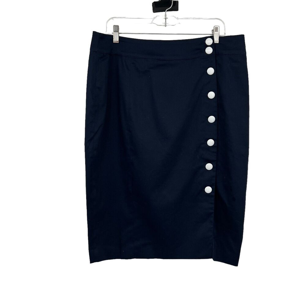 New Modcloth Royal Monk‎ Navy Skirt White Buttons XL 16